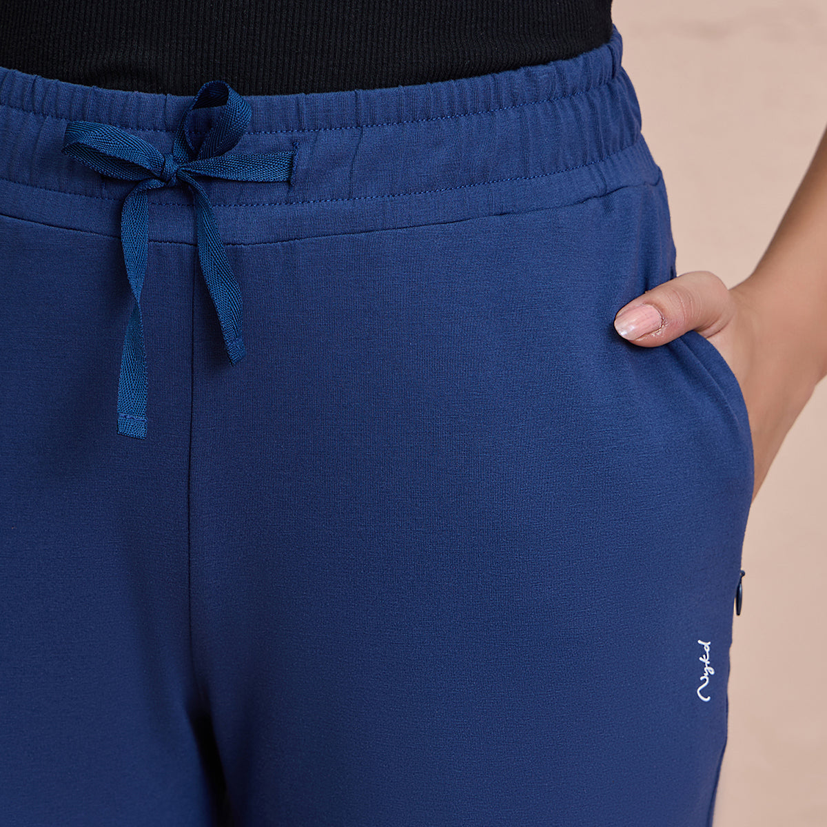 Cotton Travel Pants in Relaxed Fit, Super Comfy with Zip Pockets - NYAT502-M Blue