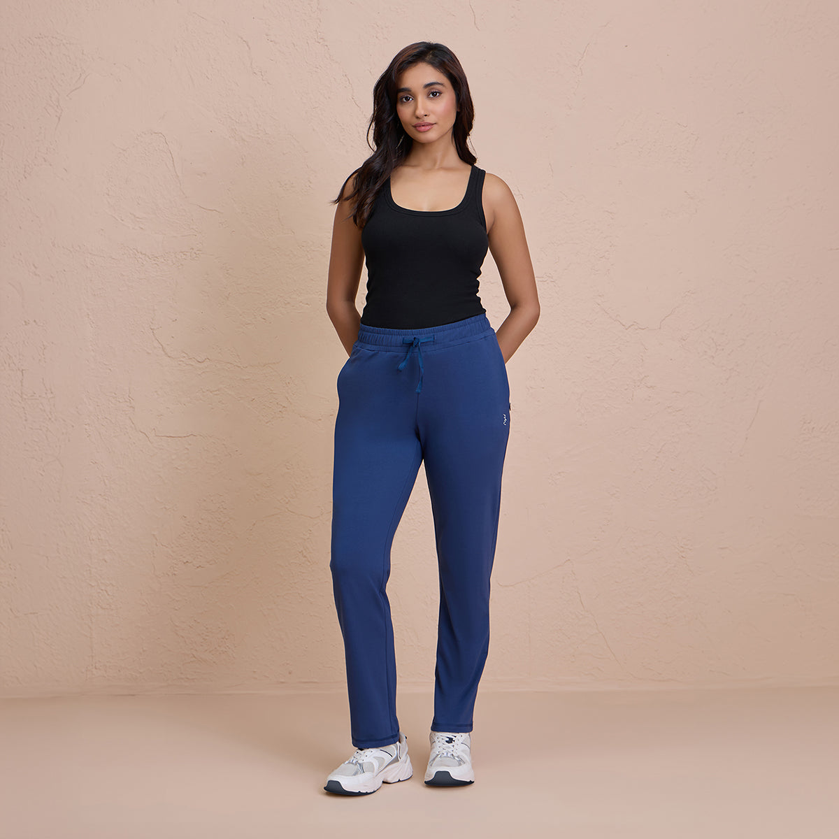 Cotton Travel Pants in Relaxed Fit, Super Comfy with Zip Pockets - NYAT502-M Blue