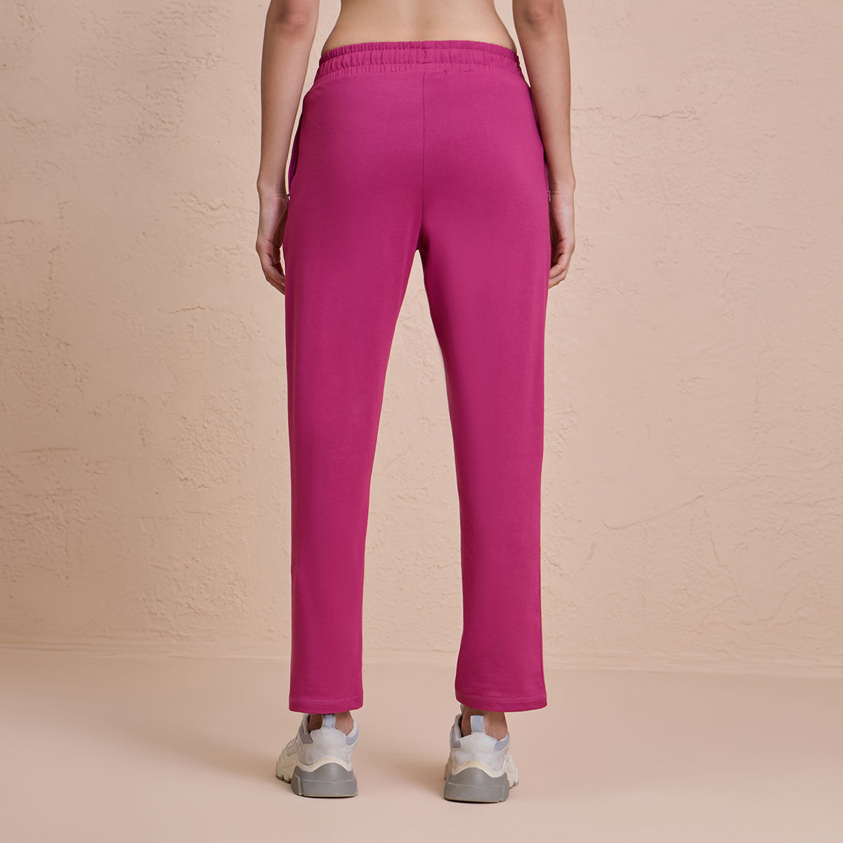 Cotton Travel Pants in Relaxed Fit, Super Comfy with Zip Pockets - NYAT502-M Grape