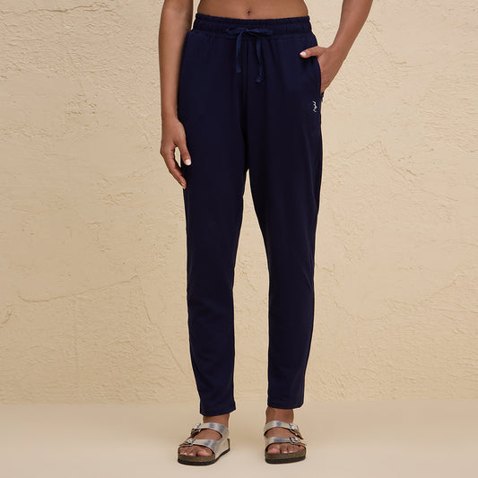 Relaxed Fit Super Comfy Cotton Travel Pant with Zip Pockets-NYAT502-Navy