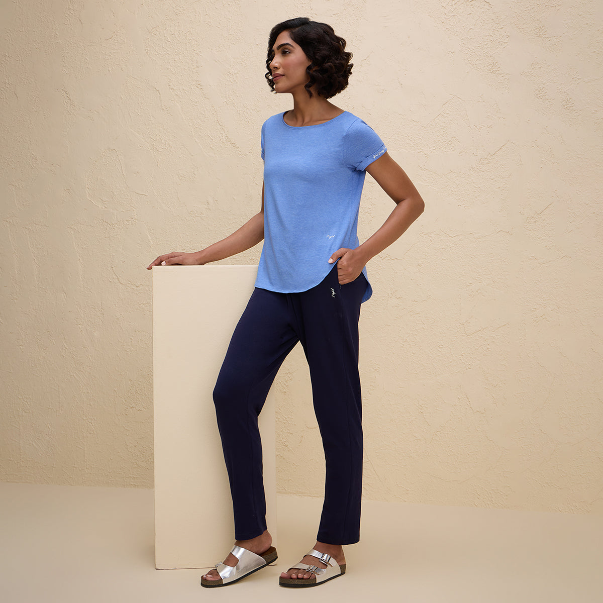 Relaxed Fit Super Comfy Cotton Travel Pant with Zip Pockets-NYAT502-Navy