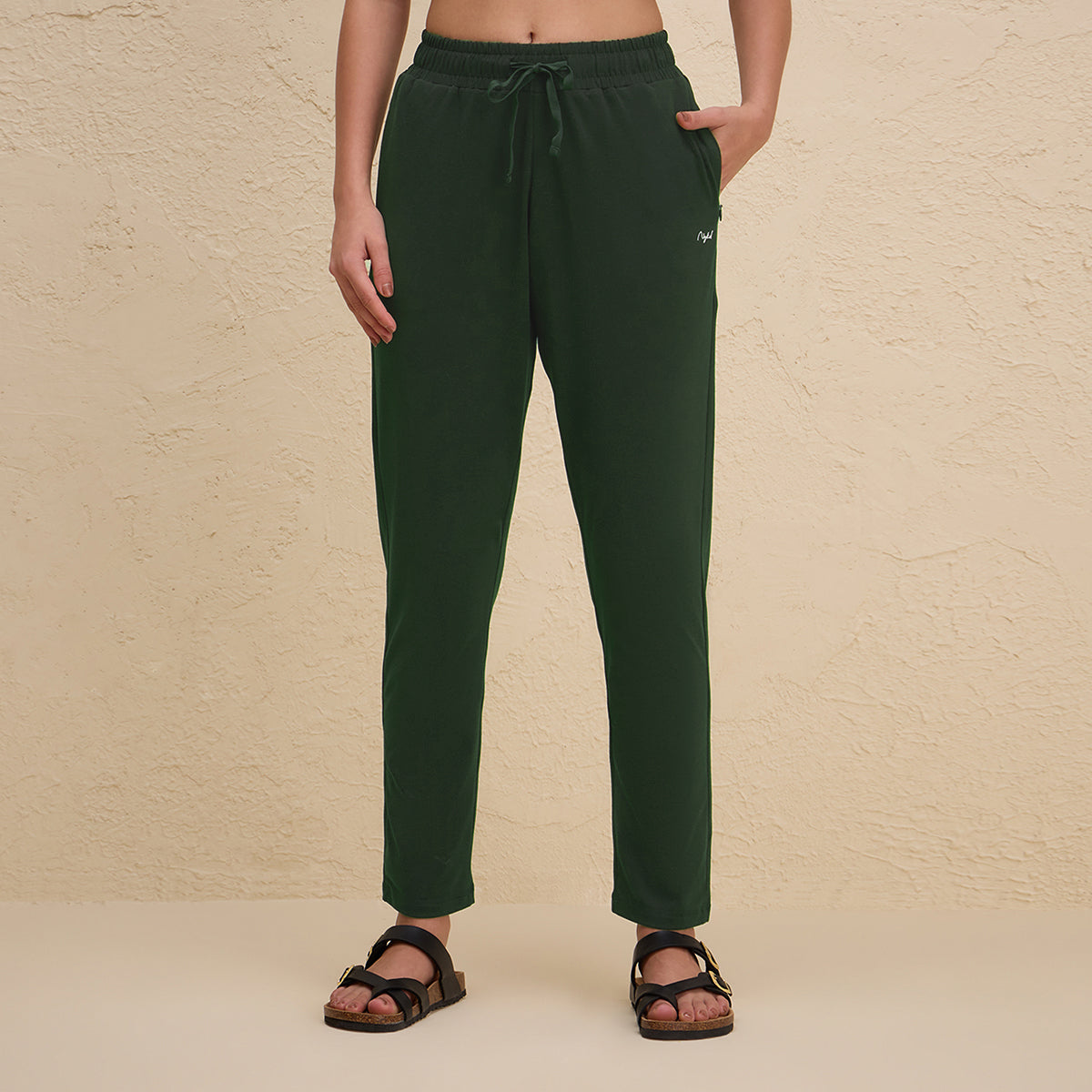 Ultimate Comfort Cotton Travel Pants in Relaxed Fit with Spill Safe Zip Pockets NYAT502 Olive