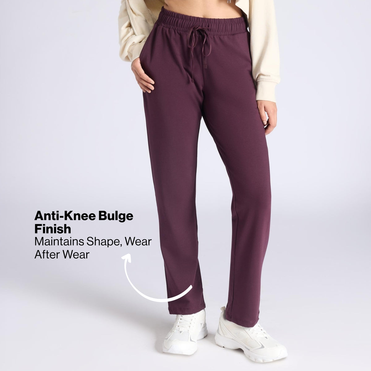 Nykd By Nykaa Ultimate Cotton Travel Pants- Relaxed Fit with Spill-Safe Zip Pockets NYAT502 Grape