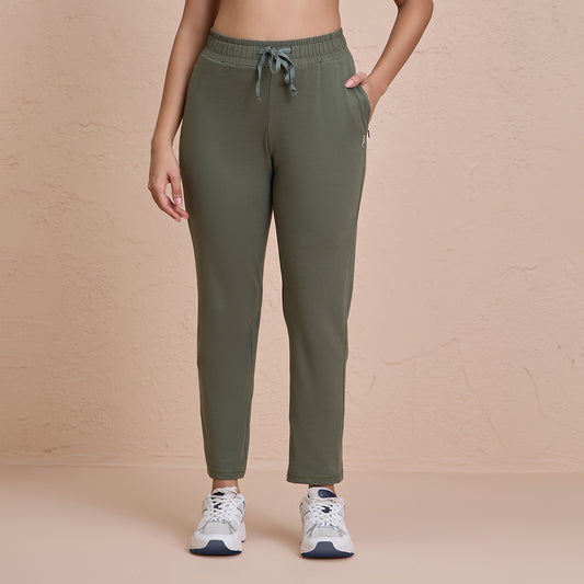 Ultimate Comfort Cotton Travel Pants in Relaxed Fit with Spill Safe Zip Pockets NYAT502 Green