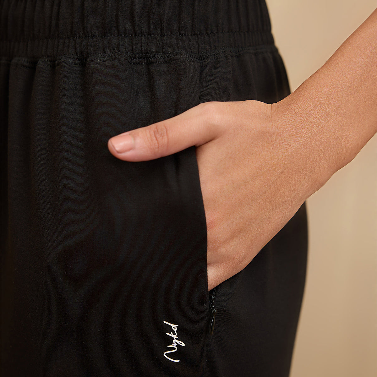 Ultimate Comfort Cotton Travel Pants in Relaxed Fit with Spill Safe Zip Pockets NYAT502 Jet Black