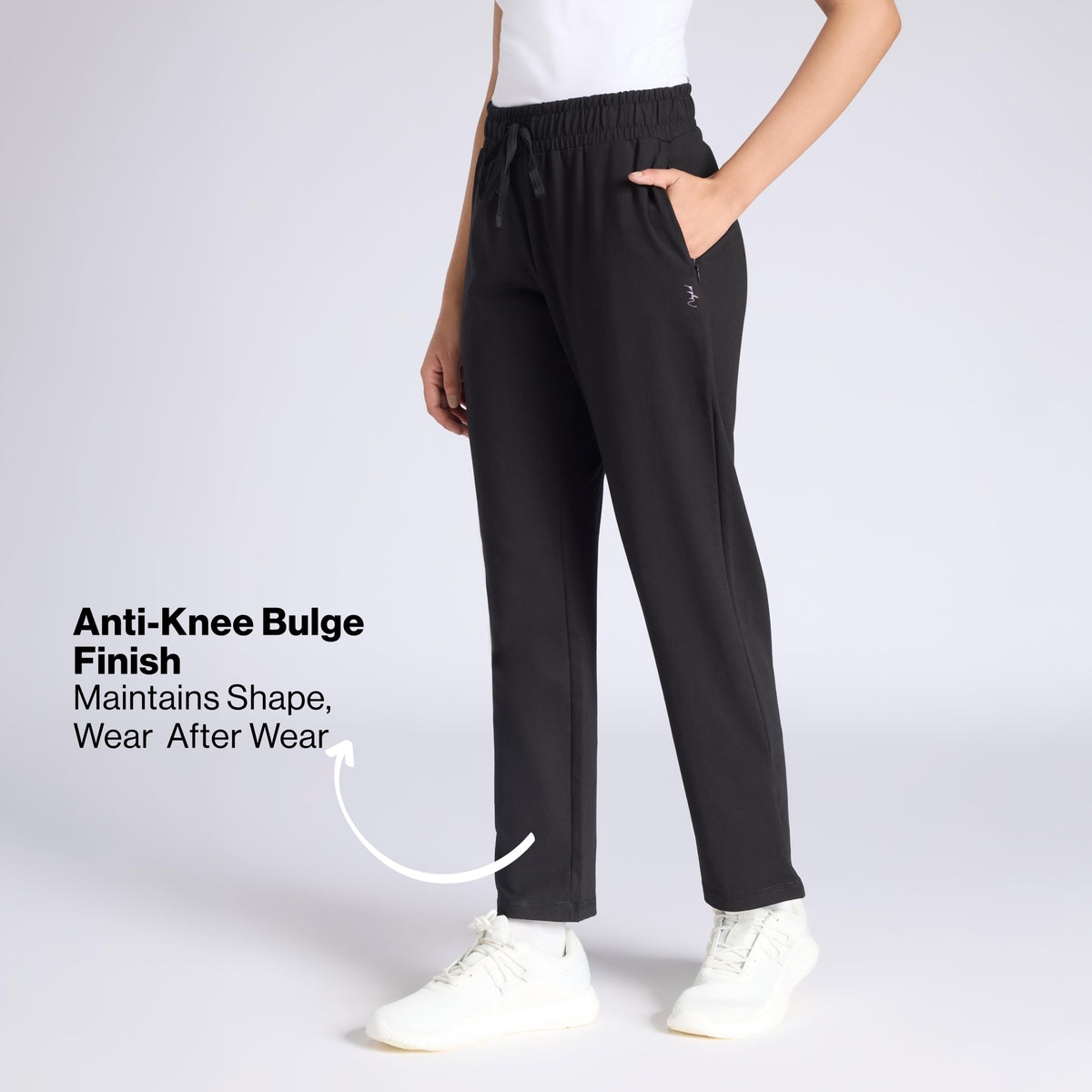 Nykd By Nykaa Ultimate Cotton Travel Pants- Relaxed Fit with Spill-Safe Zip Pockets NYAT502 Jet Black