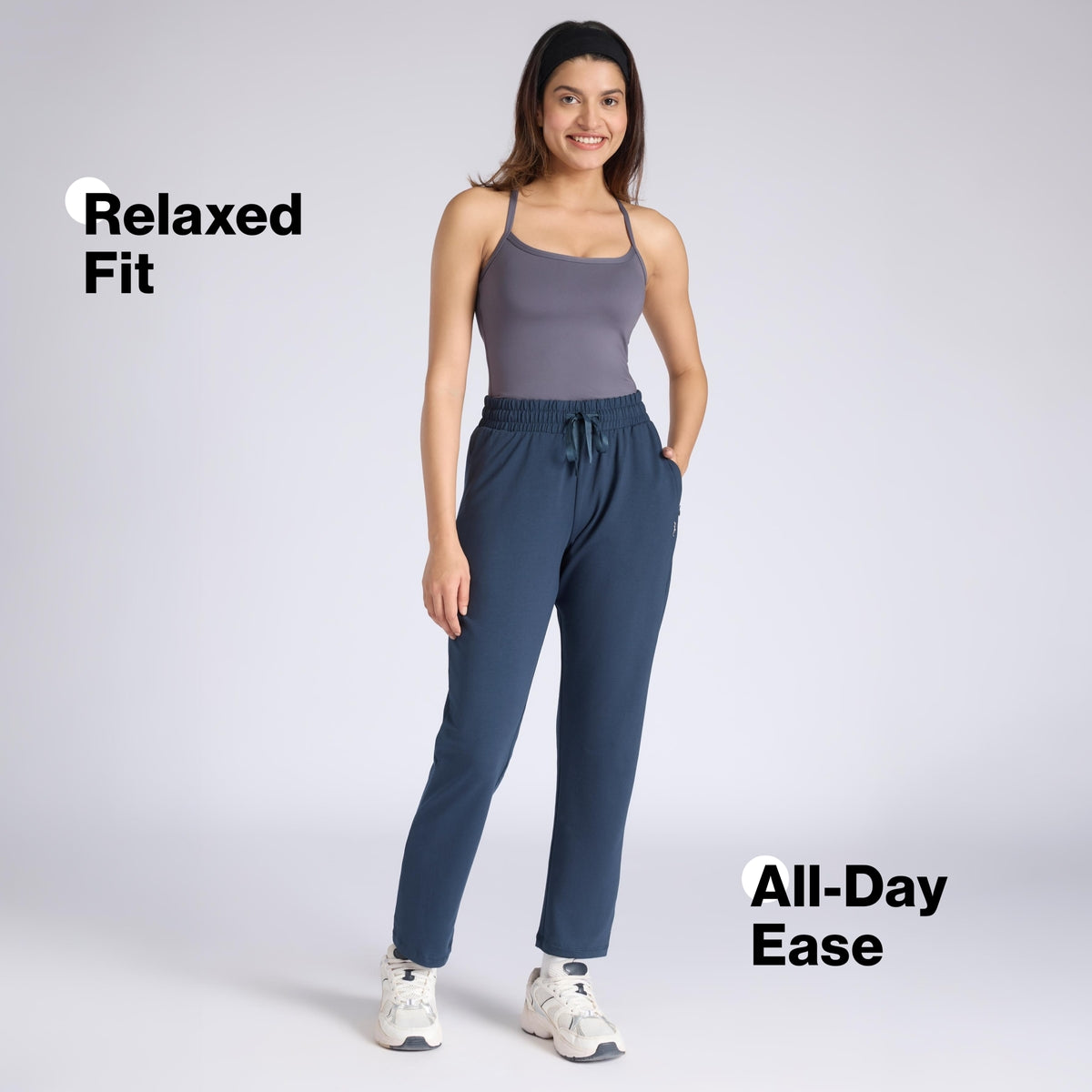 Ultimate Comfort Cotton Travel Pants in Relaxed Fit with Spill Safe Zip Pockets NYAT502 M Blue
