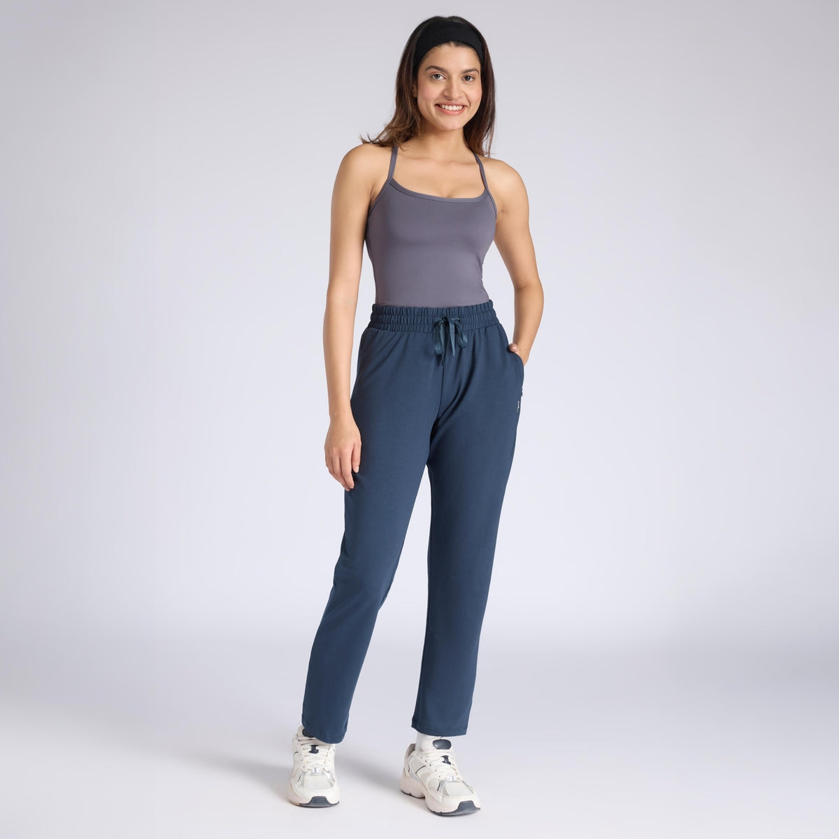 Ultimate Comfort Cotton Travel Pants in Relaxed Fit with Spill Safe Zip Pockets NYAT502 M Blue