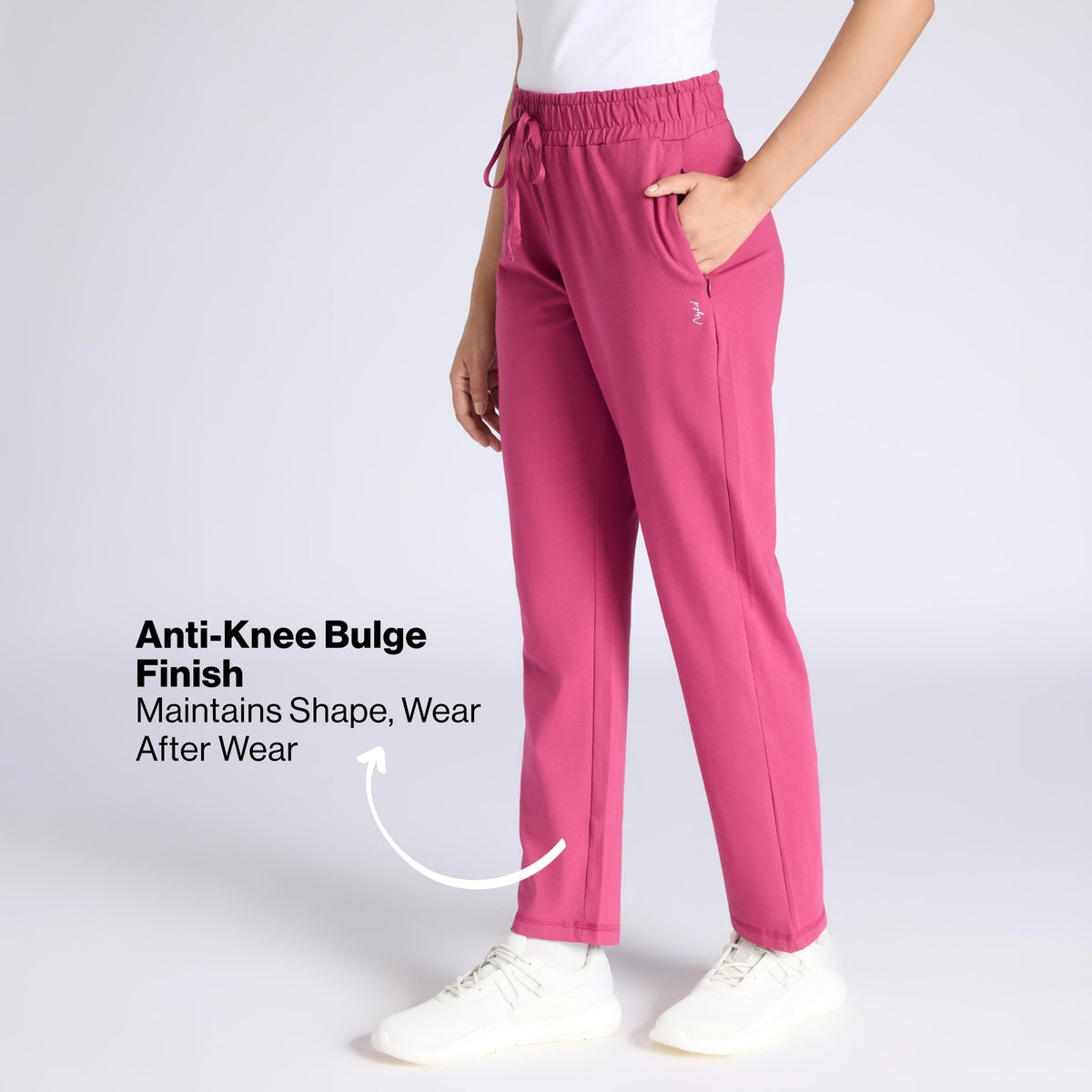 Ultimate Comfort Cotton Travel Pants in Relaxed Fit with Spill Safe Zip Pockets NYAT502 M Grape