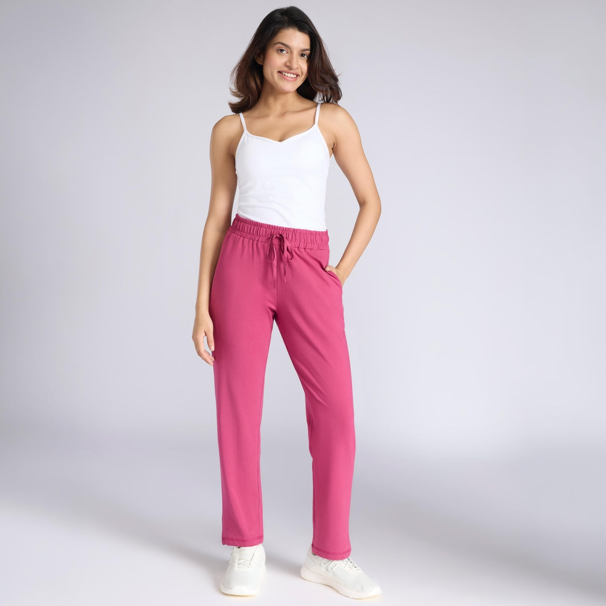 Ultimate Comfort Cotton Travel Pants in Relaxed Fit with Spill Safe Zip Pockets NYAT502 M Grape