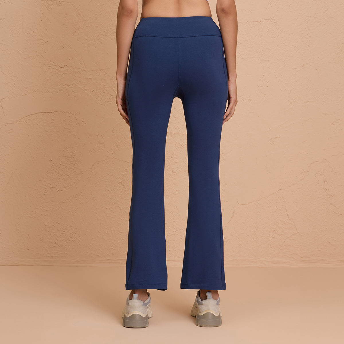 Cotton Flare Leggings Super Comfy with Pockets - NYAT503-Blue