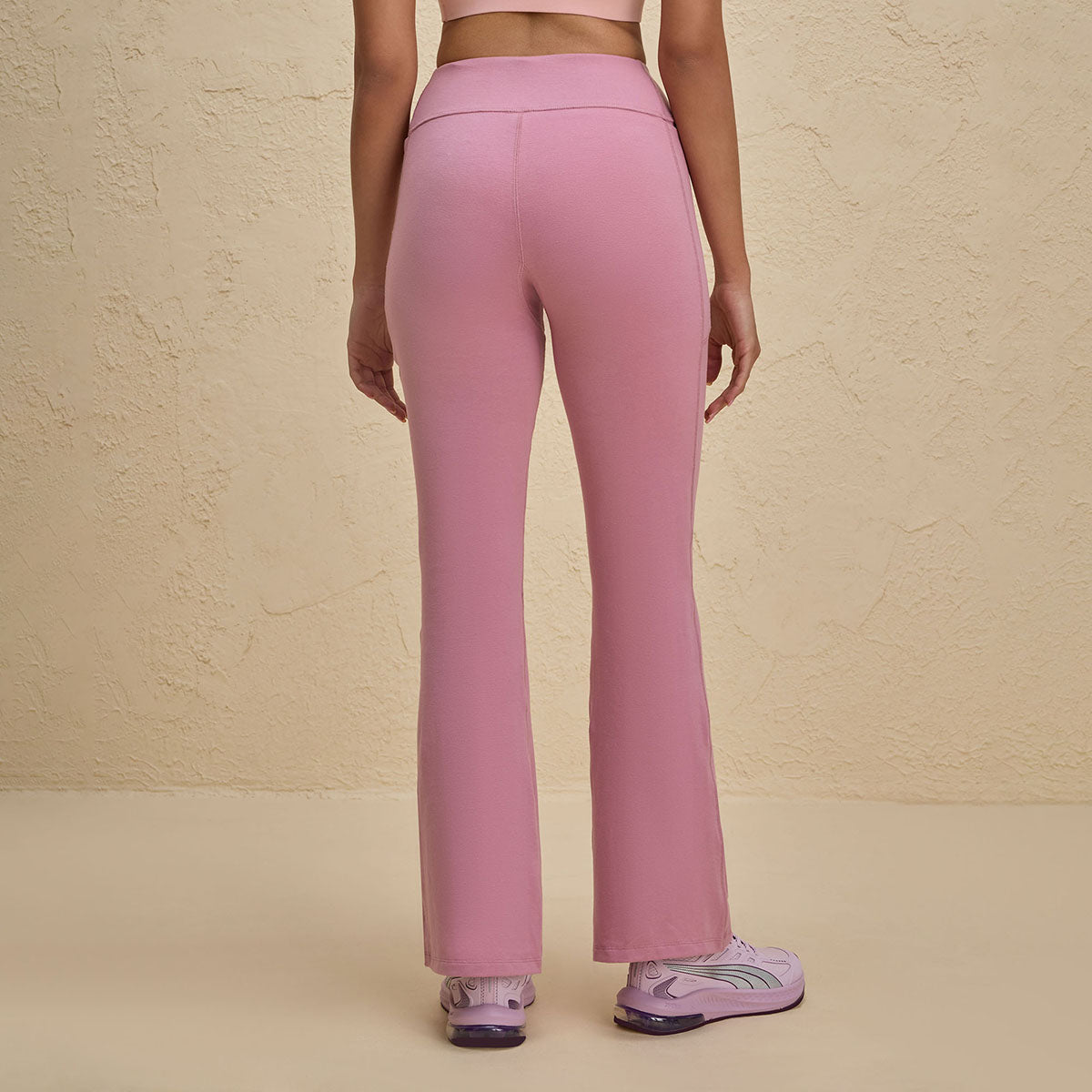 Nykd By Nykaa Iconic Super Comfy Cotton Flare Leggings with Pockets-NYAT503-Mauve