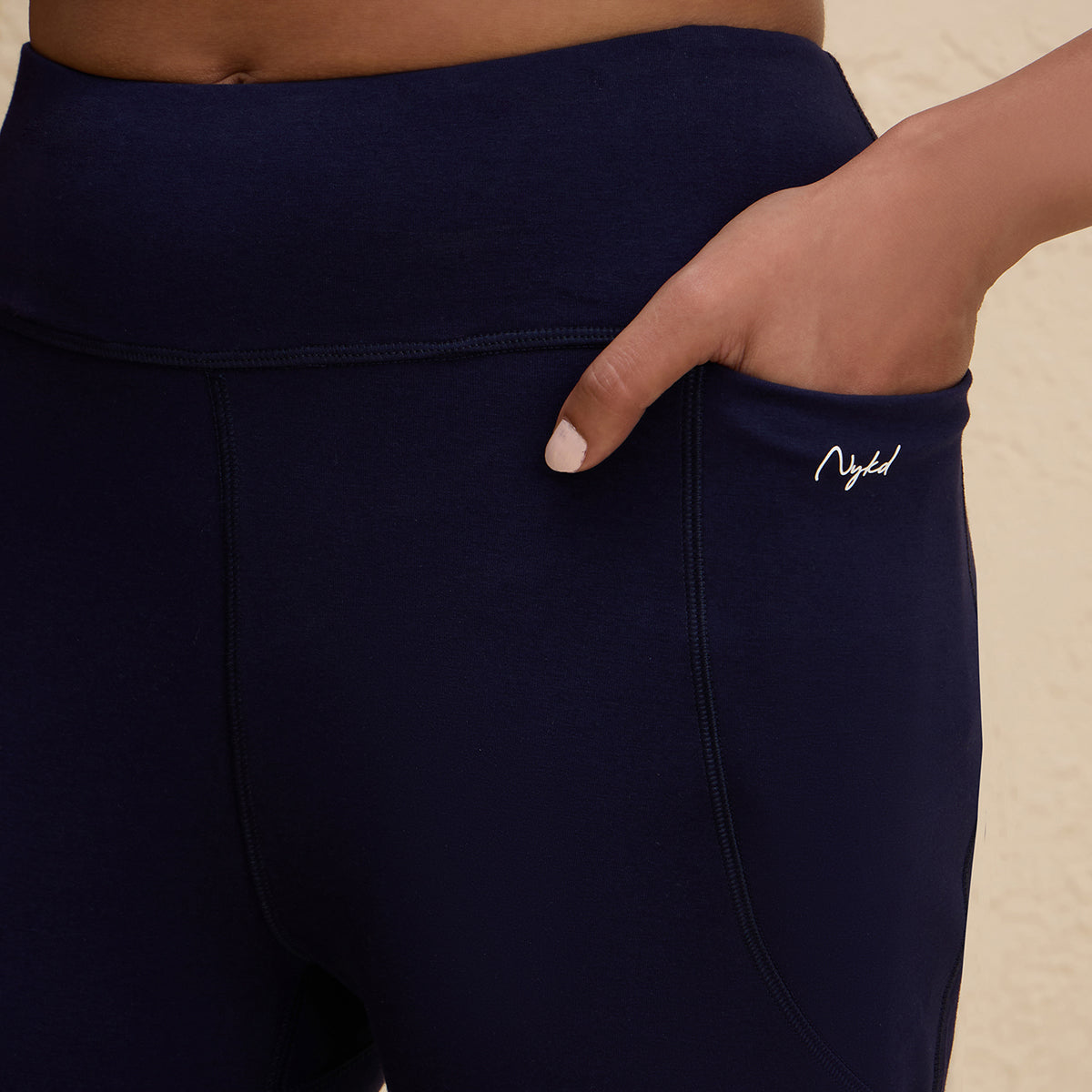 Iconic Super Comfy Cotton Flare Leggings with Pockets-NYAT503-Navy