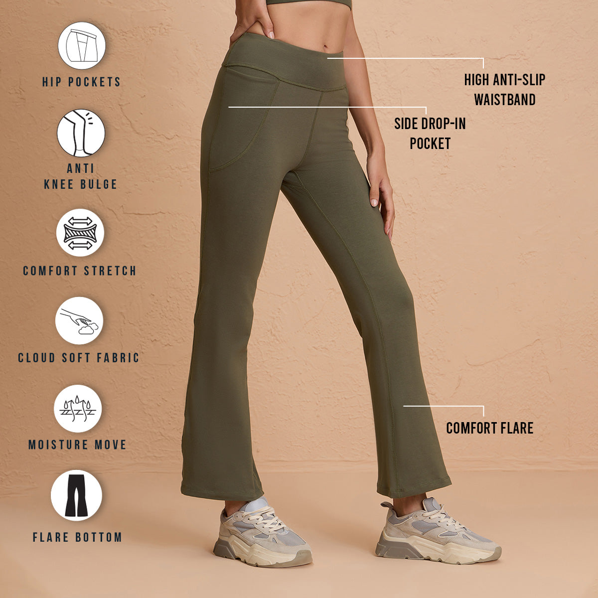 Relaxed Fit Super Comfy Cotton Travel Pant with Zip Pockets-NYAT502-Olive