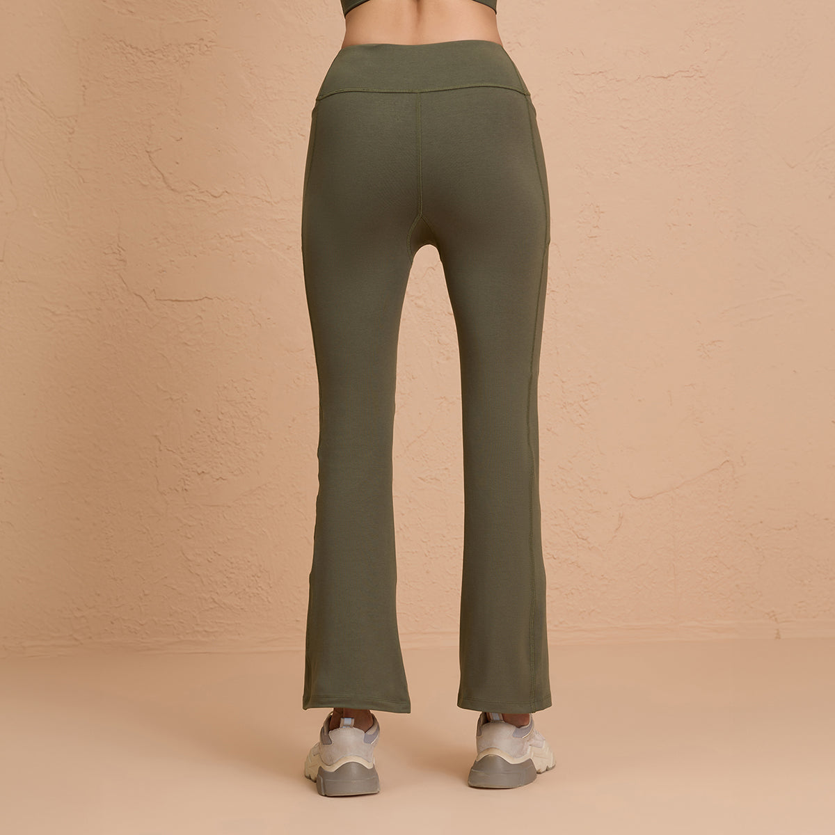 Cotton Flare Leggings Super Comfy with Pockets - NYAT503 -Olive