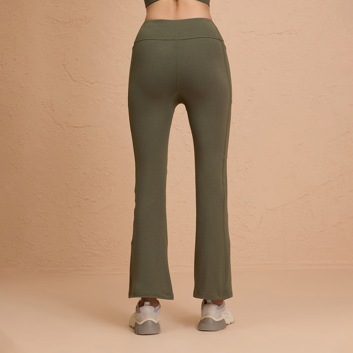 Cotton Flare Leggings Super Comfy with Pockets - NYAT503 -Olive