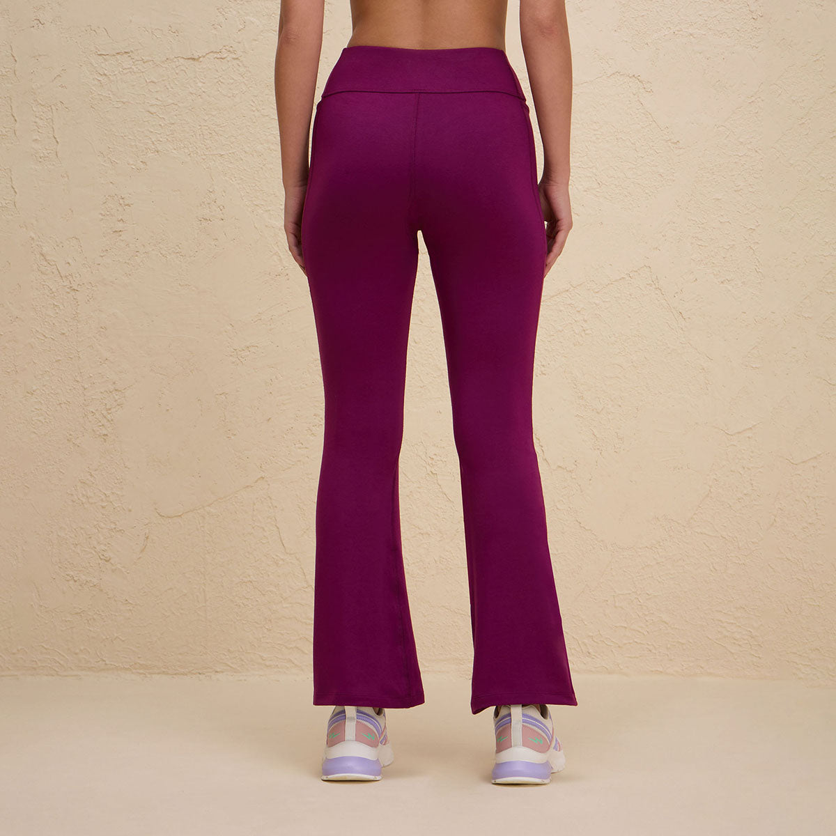 Iconic Super Comfy Cotton Flare Leggings with Pockets-NYAT503-Wine