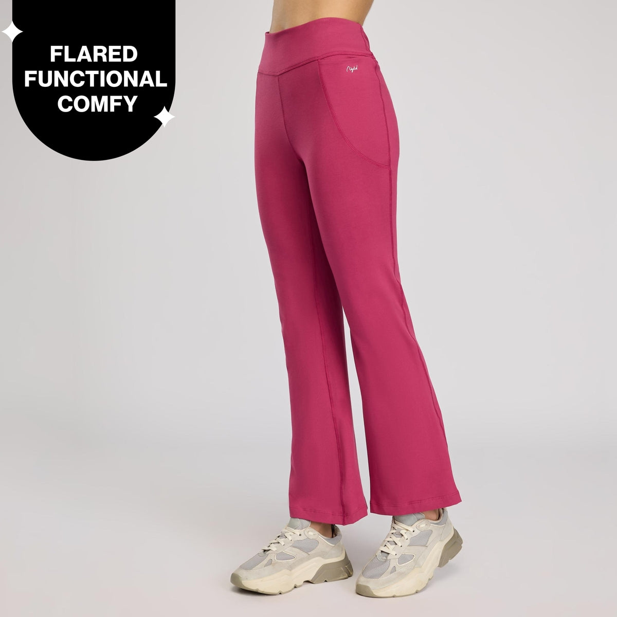 Ultimate Cotton Flare Leggings with Anti-Slip Waist & Pockets NYAT503 Grape