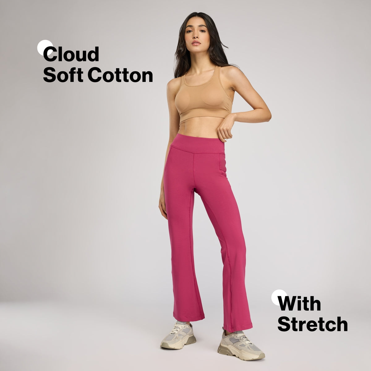 Ultimate Cotton Flare Leggings with Anti-Slip Waist & Pockets NYAT503 Grape