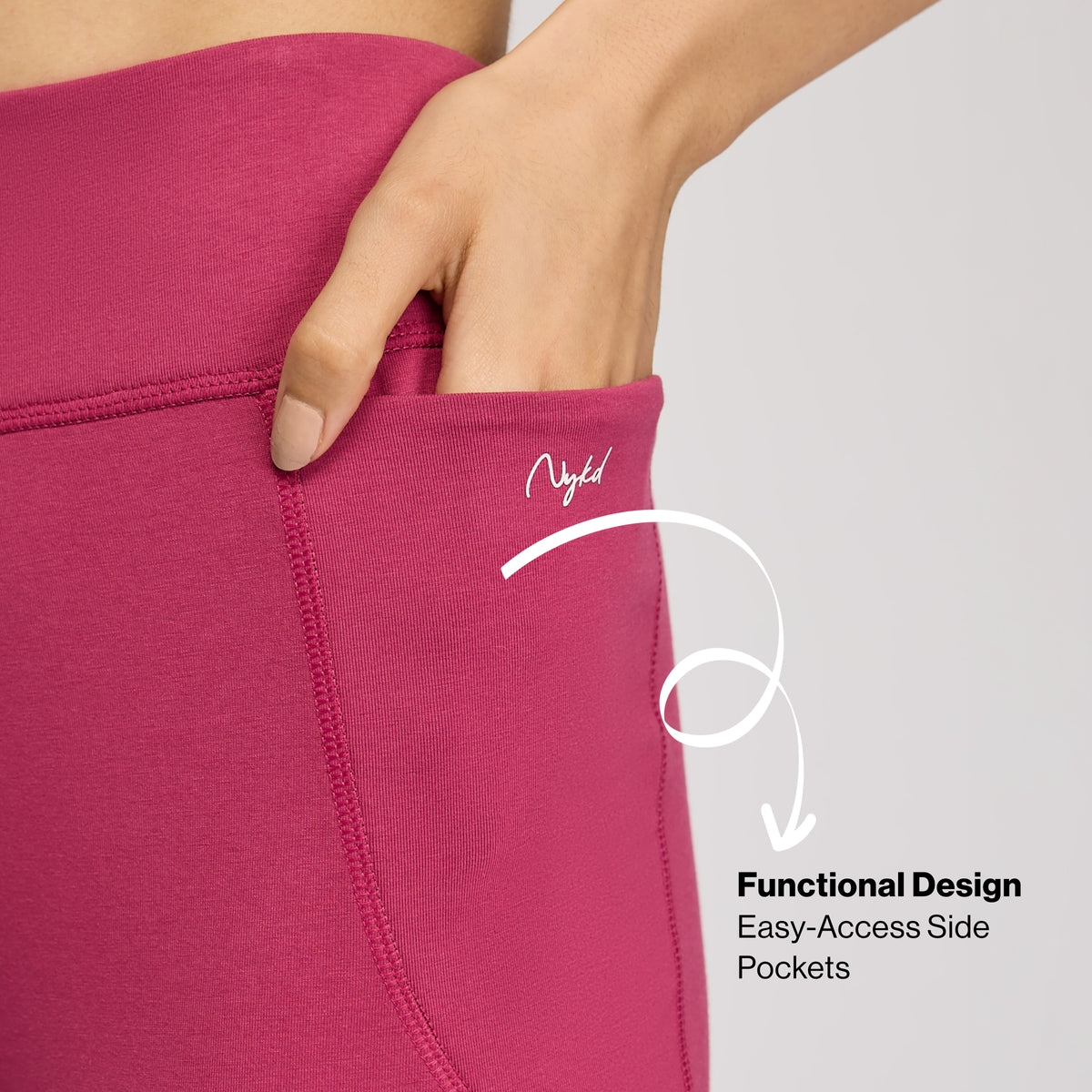Ultimate Cotton Flare Leggings with Anti-Slip Waist & Pockets NYAT503 Grape