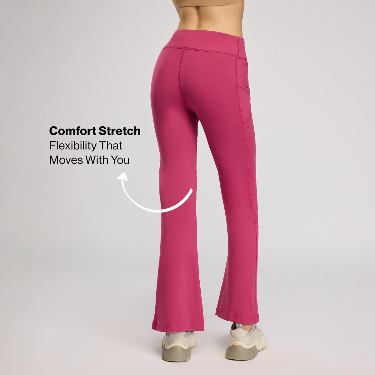 Ultimate Cotton Flare Leggings with Anti-Slip Waist & Pockets NYAT503 Grape