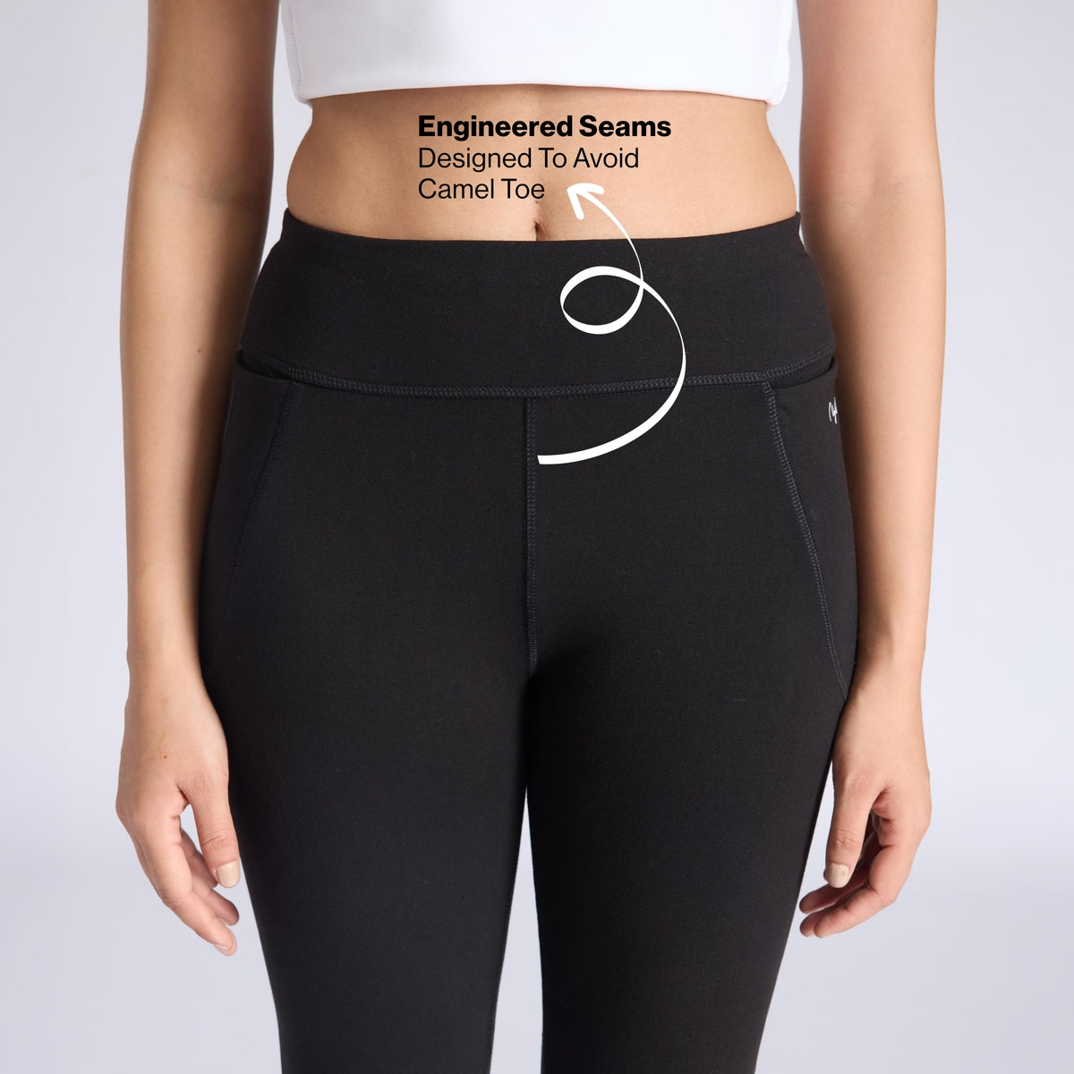 Ultimate Cotton Flare Leggings with Anti-Slip Waist & Pockets NYAT503 Jet Black