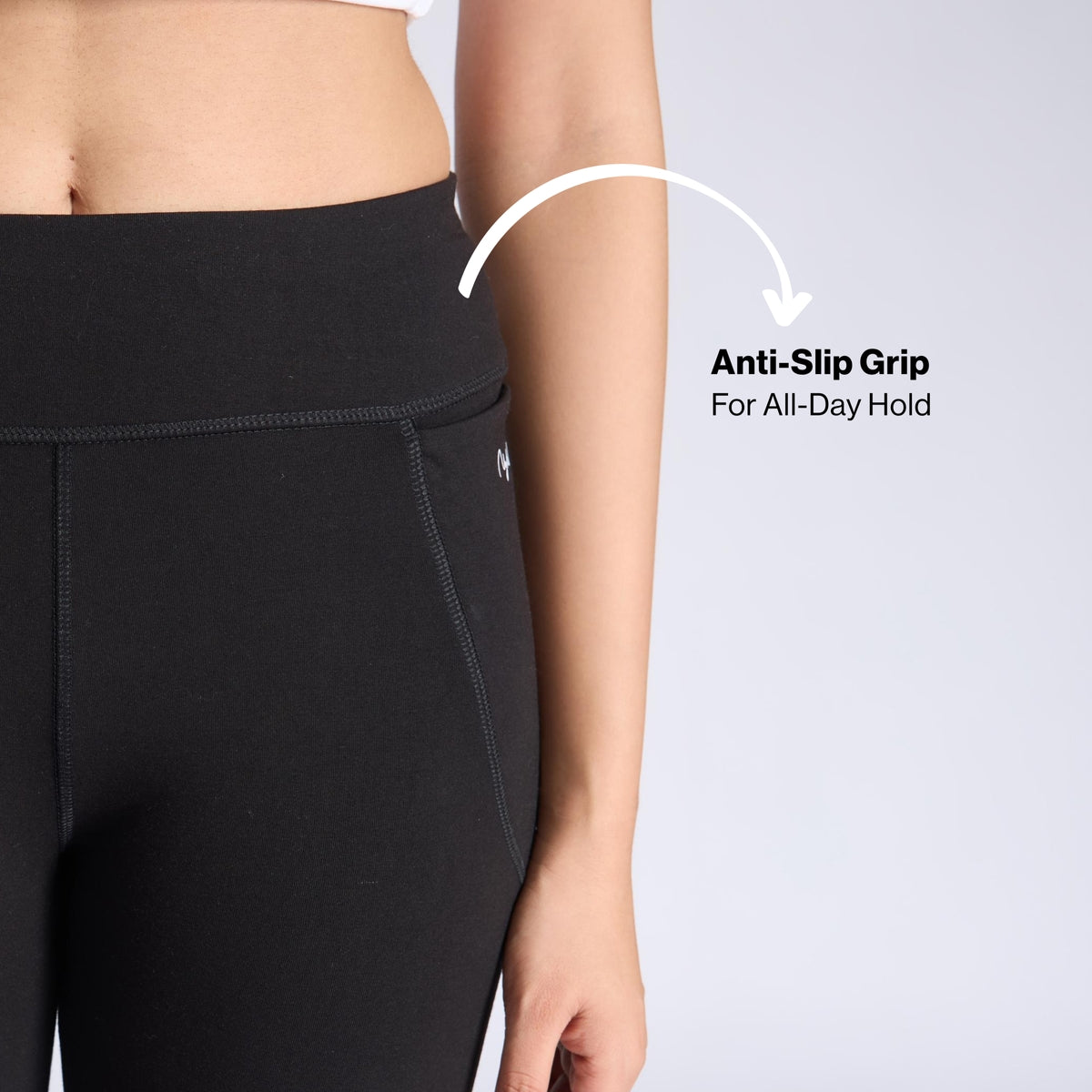 Ultimate Cotton Flare Leggings with Anti-Slip Waist & Pockets NYAT503 Jet Black