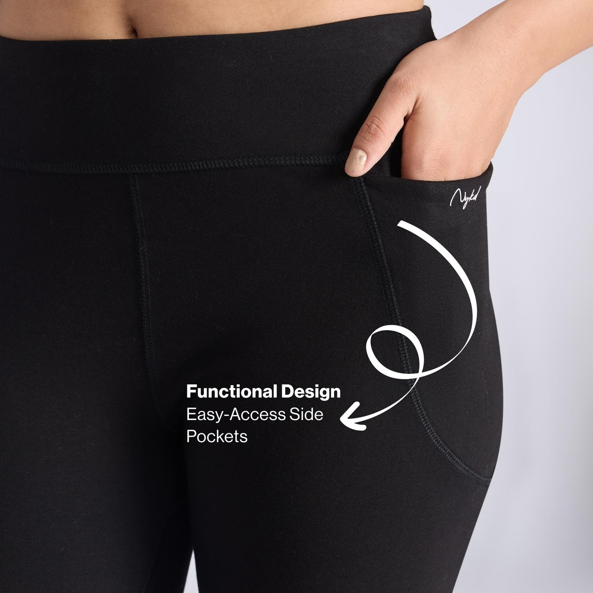 Ultimate Cotton Flare Leggings with Anti-Slip Waist & Pockets NYAT503 Jet Black