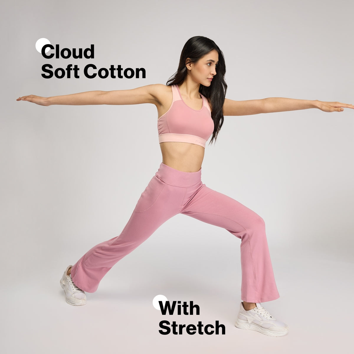 Ultimate Cotton Flare Leggings with Anti-Slip Waist & Pockets NYAT503 Mauve