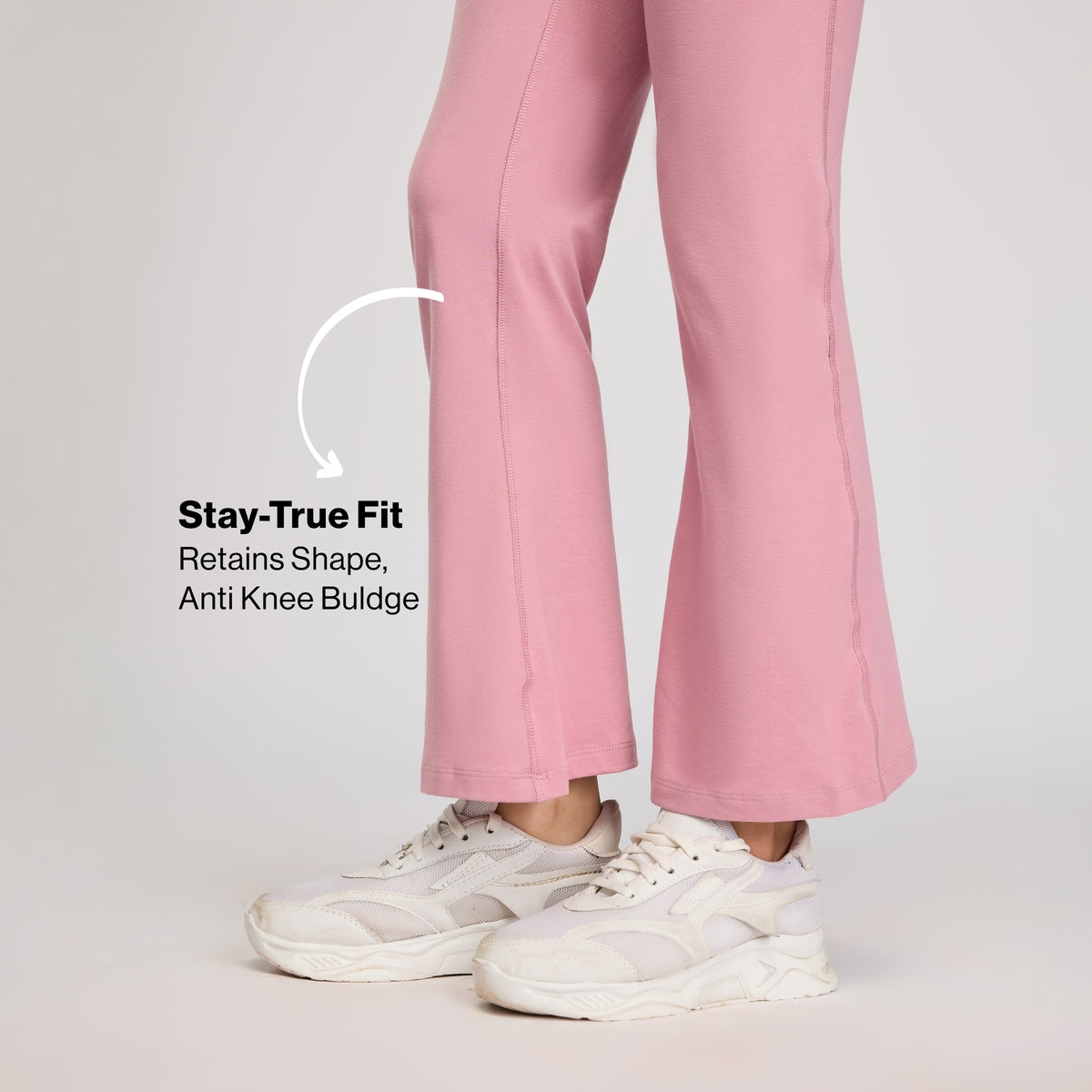 Ultimate Cotton Flare Leggings with Anti-Slip Waist & Pockets NYAT503 Mauve