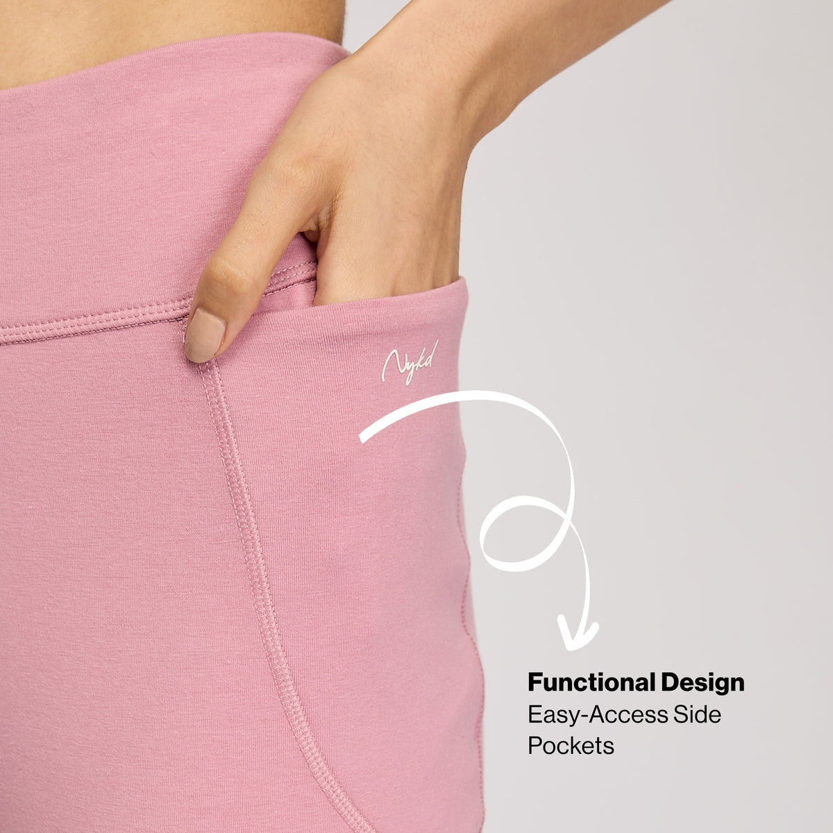 Ultimate Cotton Flare Leggings with Anti-Slip Waist & Pockets NYAT503 Mauve