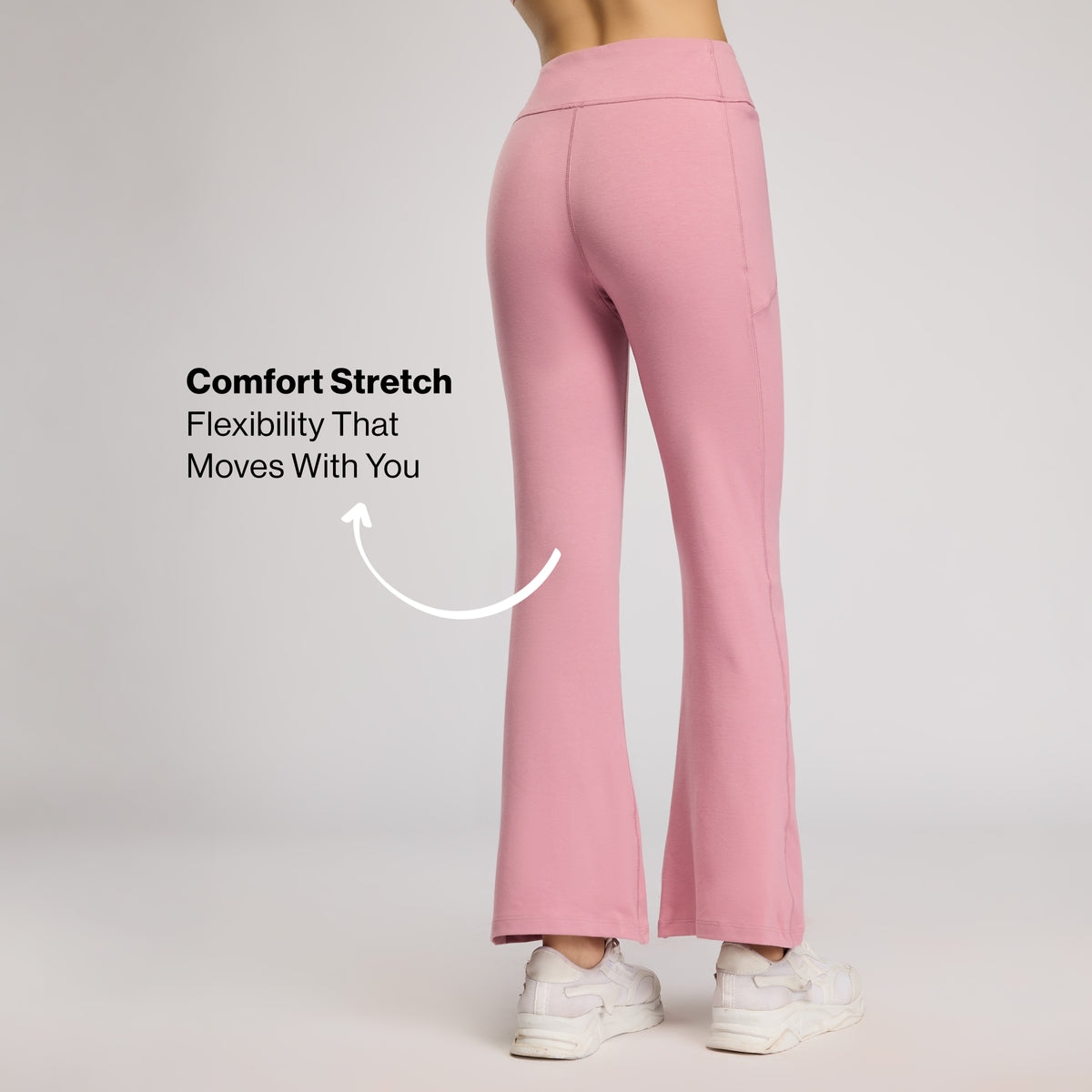 Ultimate Cotton Flare Leggings with Anti-Slip Waist & Pockets NYAT503 Mauve
