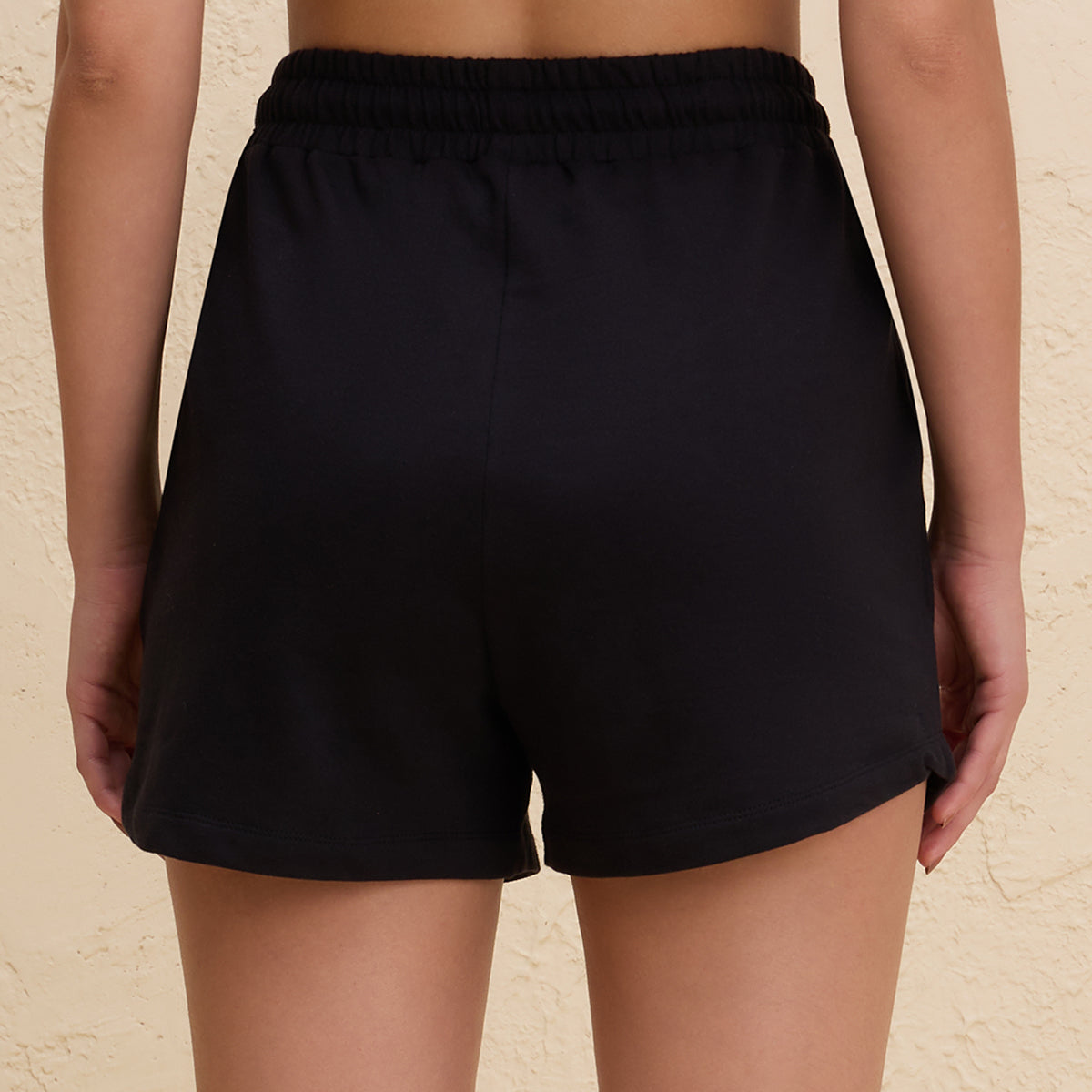 Nykd By Nykaa Summer Essential Cotton Relaxed Fit Shorts with Pockets-NYAT504-Jet Black