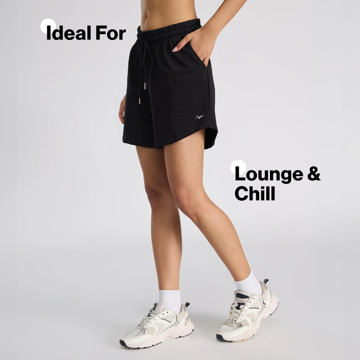 Nykd By Nykaa Summer Essential Cotton Relaxed Fit Shorts with Pockets-NYAT504-Jet Black