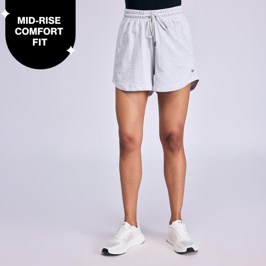 Nykd By Nykaa Summer Essential Cotton Relaxed Fit Shorts with Pockets NYAT504 Grey Melange