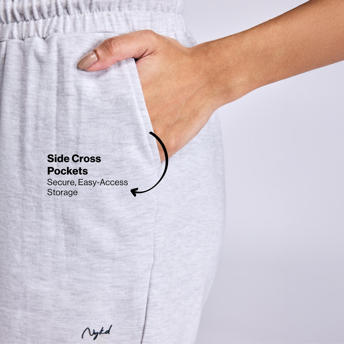Nykd By Nykaa Summer Essential Cotton Relaxed Fit Shorts with Pockets NYAT504 Grey Melange