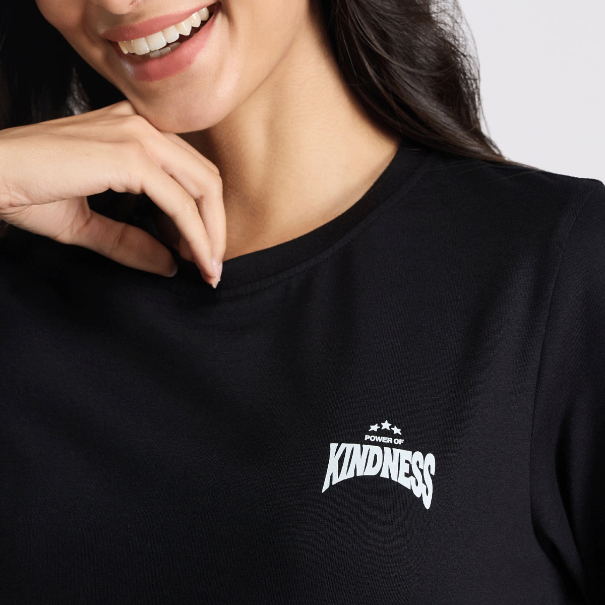 Cotton Full Sleeve Tee with Relaxed Fit for Yoga, Travel & Everyday NYAT517 Jet Black
