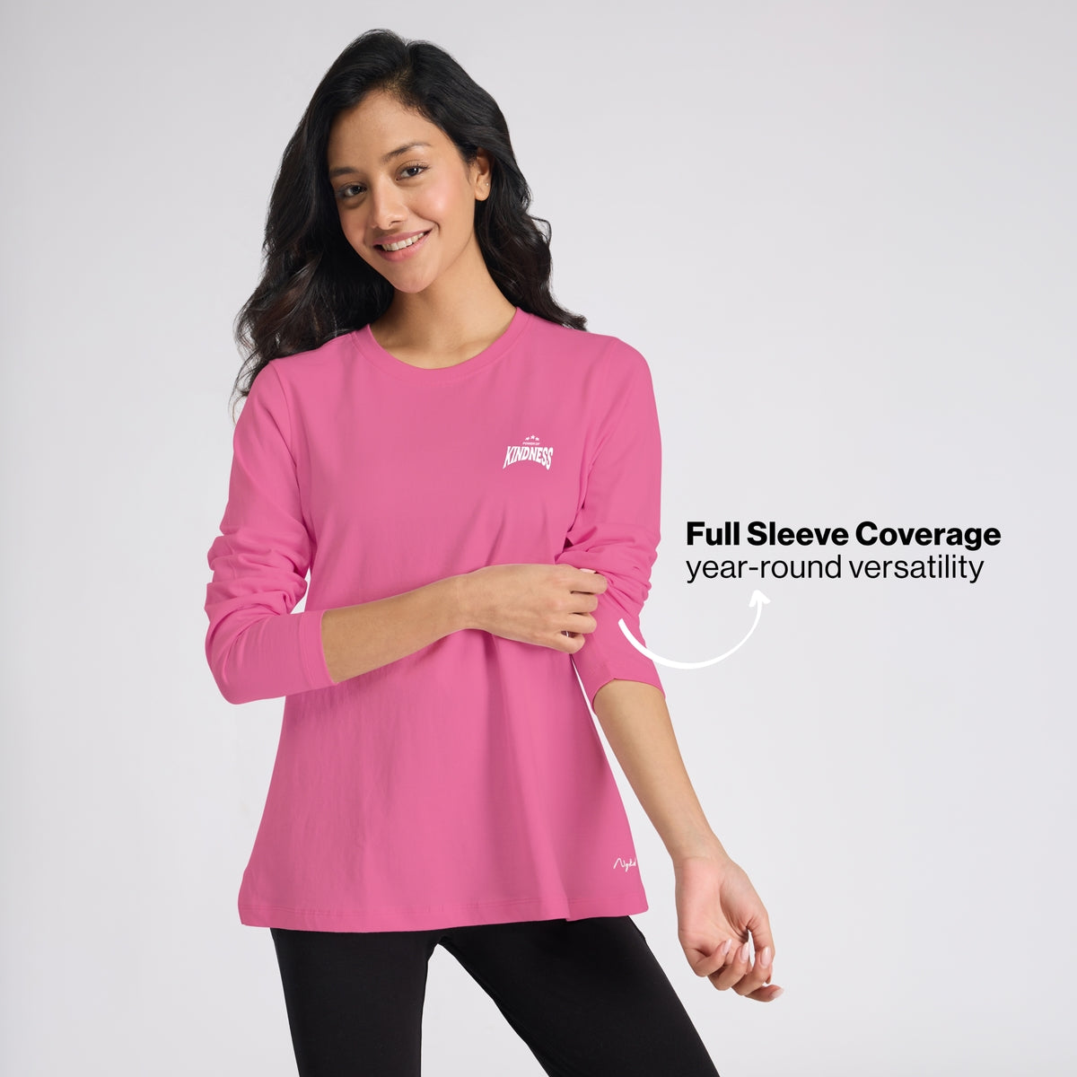 Cotton Full Sleeve Tee with Relaxed Fit for Yoga, Travel & Everyday NYAT517 Malaga