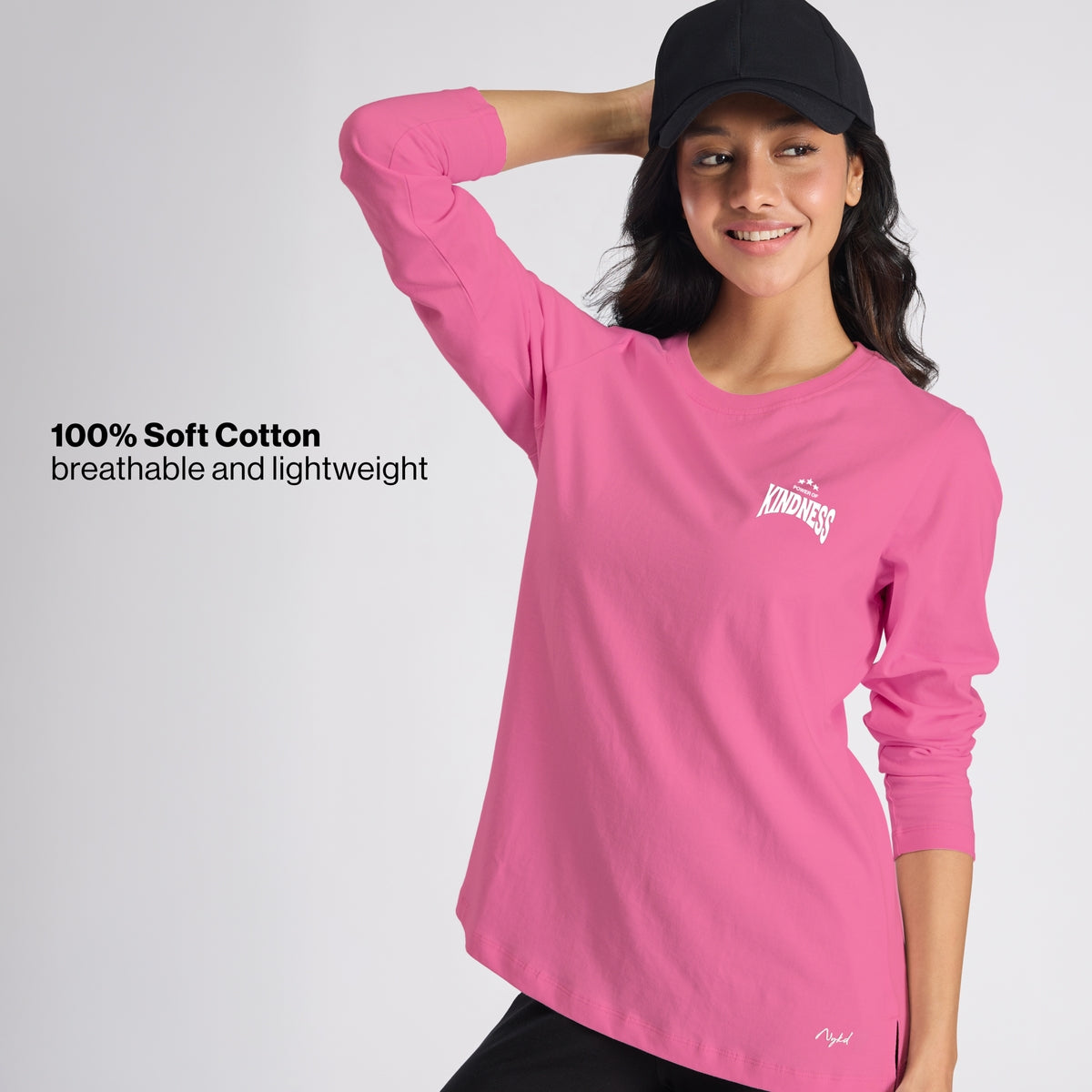 Cotton Full Sleeve Tee with Relaxed Fit for Yoga, Travel & Everyday NYAT517 Malaga