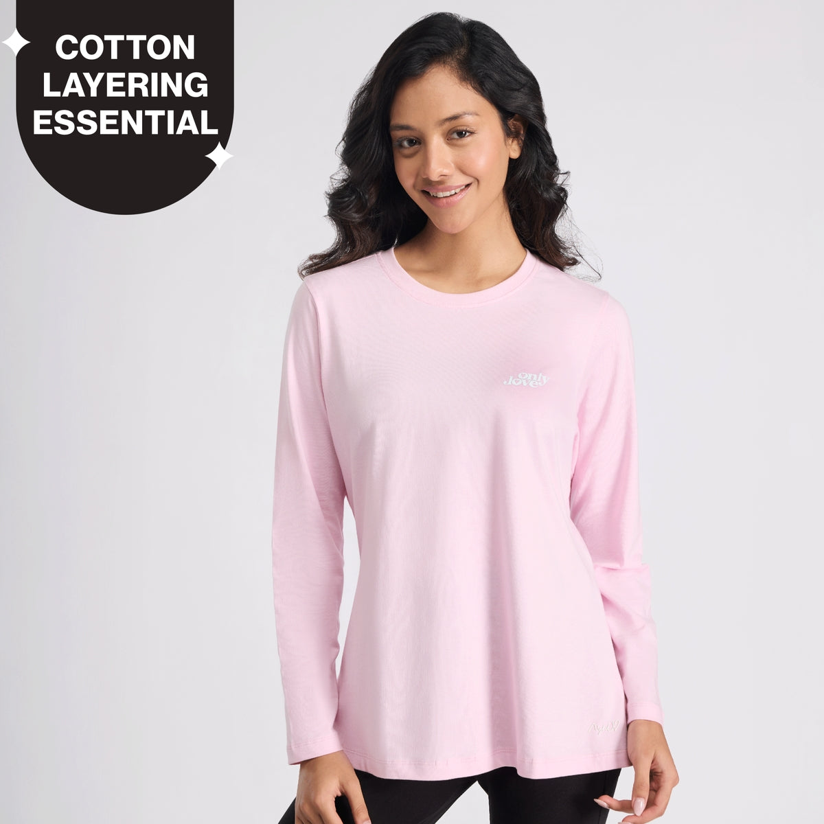 Cotton Full Sleeve Tee with Relaxed Fit for Yoga, Travel & Everyday NYAT517 Mauve