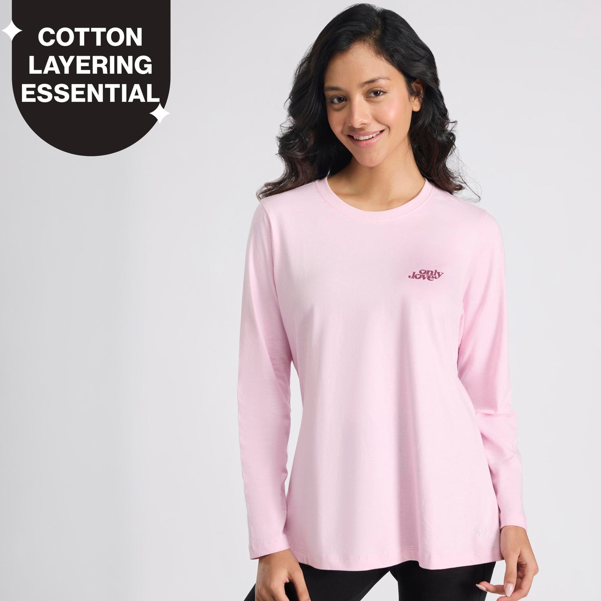 Cotton Full Sleeve Tee with Relaxed Fit for Yoga, Travel & Everyday NYAT517 Mauve