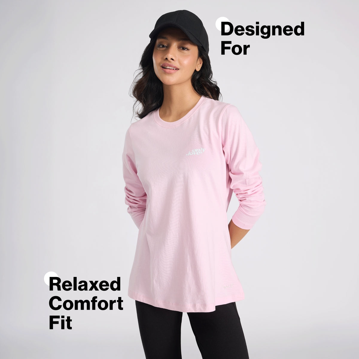 Cotton Full Sleeve Tee with Relaxed Fit for Yoga, Travel & Everyday NYAT517 Mauve