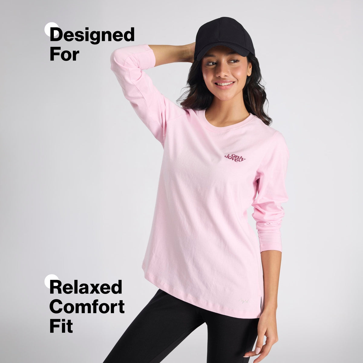 Cotton Full Sleeve Tee with Relaxed Fit for Yoga, Travel & Everyday NYAT517 Mauve