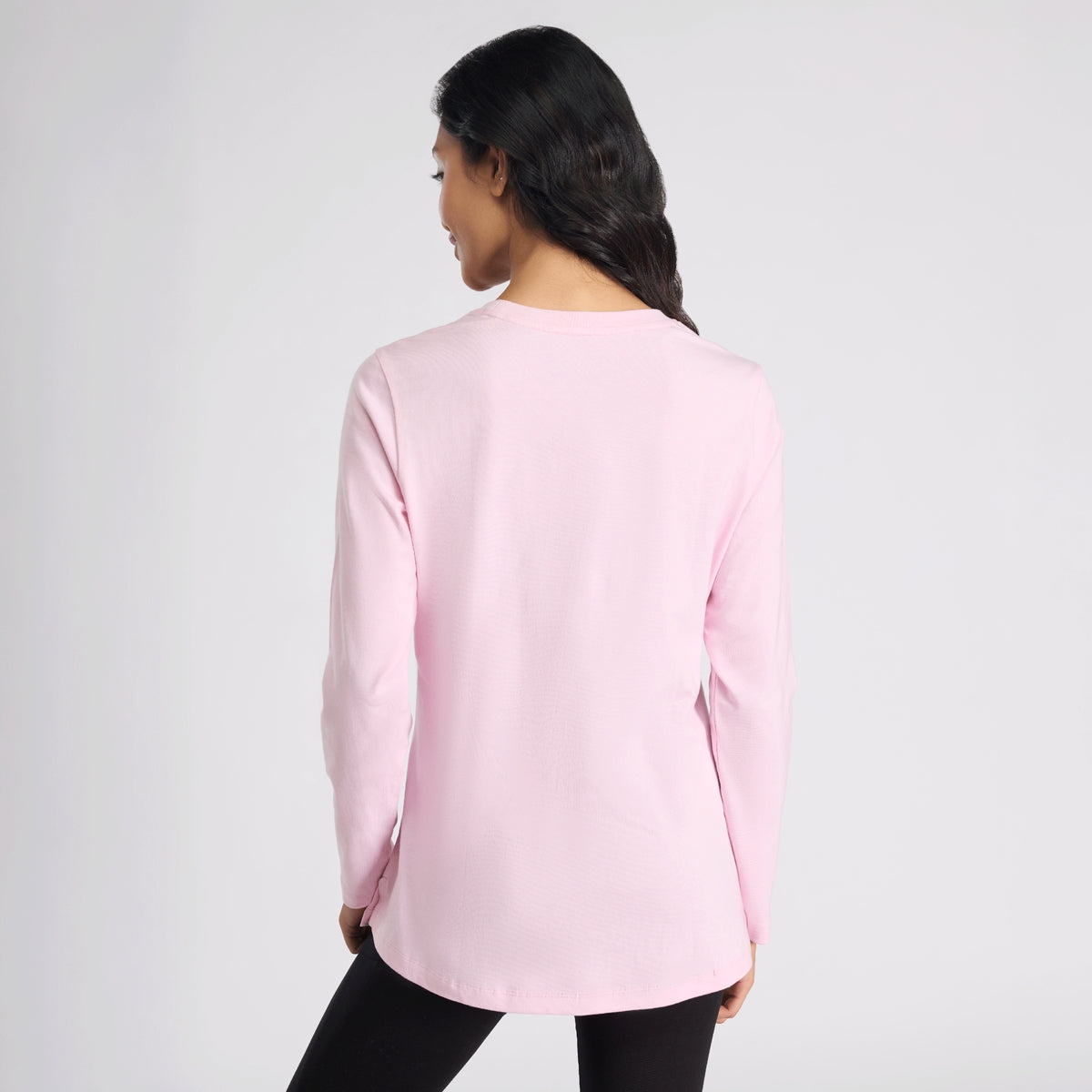 Cotton Full Sleeve Tee with Relaxed Fit for Yoga, Travel & Everyday NYAT517 Mauve