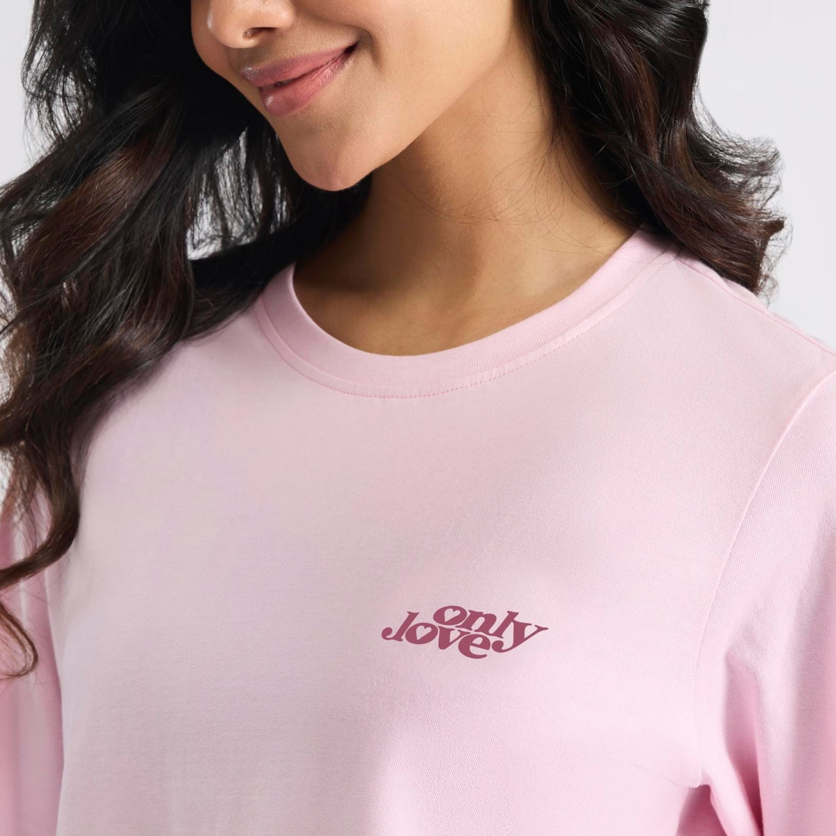 Cotton Full Sleeve Tee with Relaxed Fit for Yoga, Travel & Everyday NYAT517 Mauve