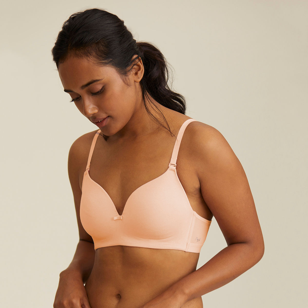 Breathe Cotton Padded wireless T-shirt bra 3/4th coverage-NYB002-Nude