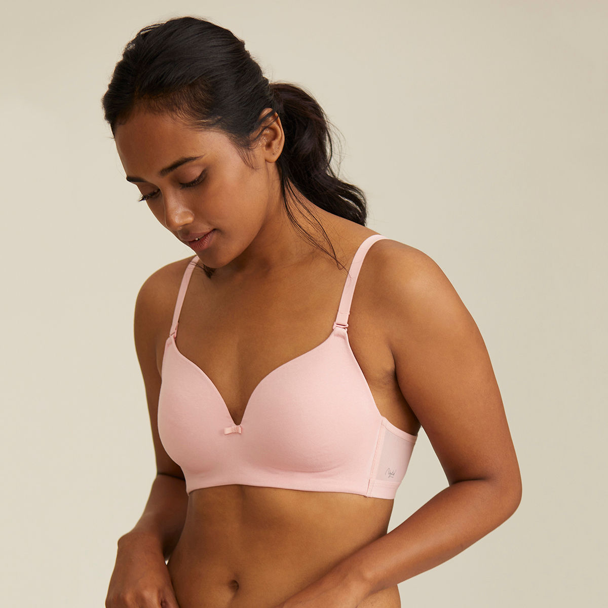 Breathe Cotton Padded wireless T-shirt bra 3/4th coverage-NYB002-Pink