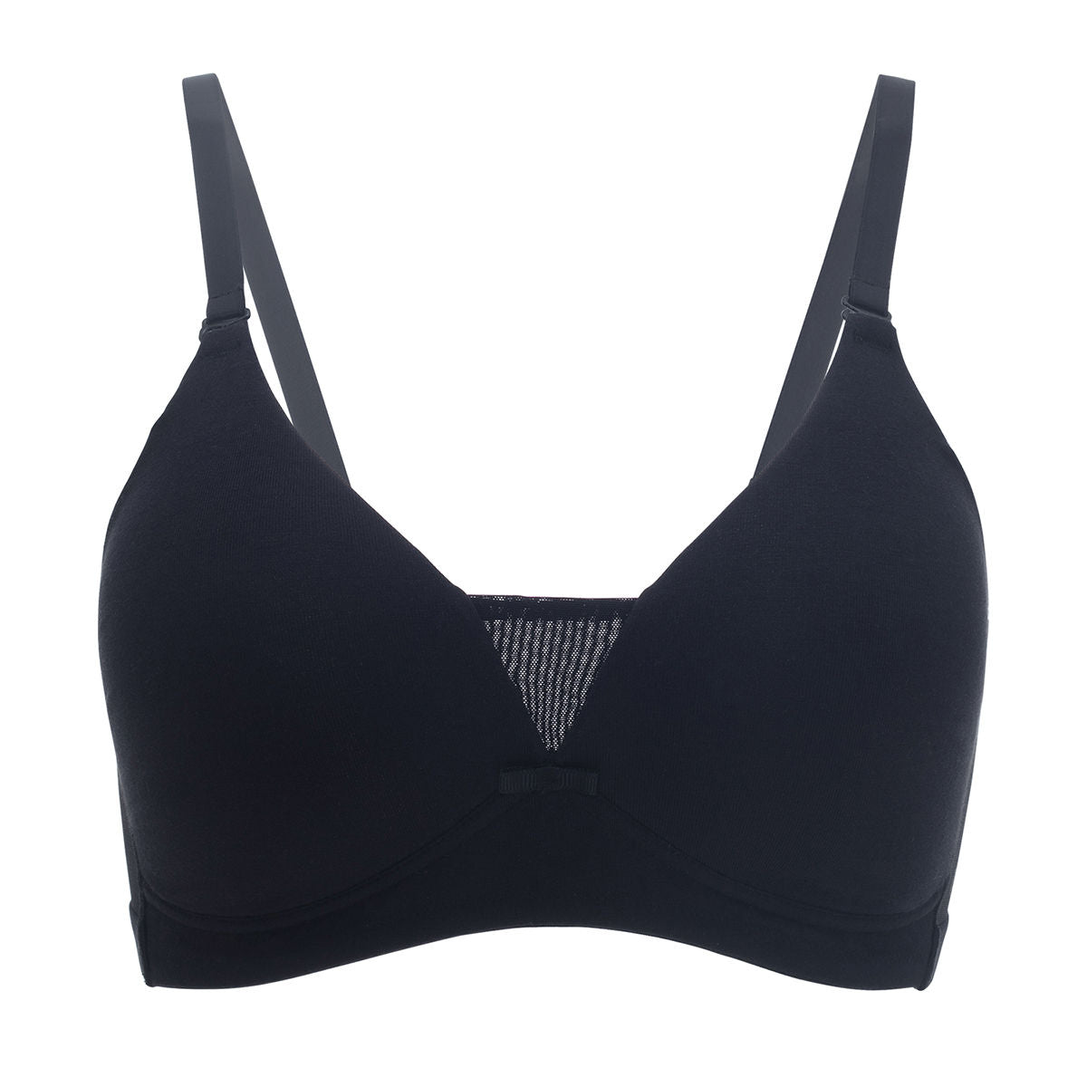 Breathe Cotton Padded wireless Triangle T-shirt bra 3/4th coverage-NYB003-Black