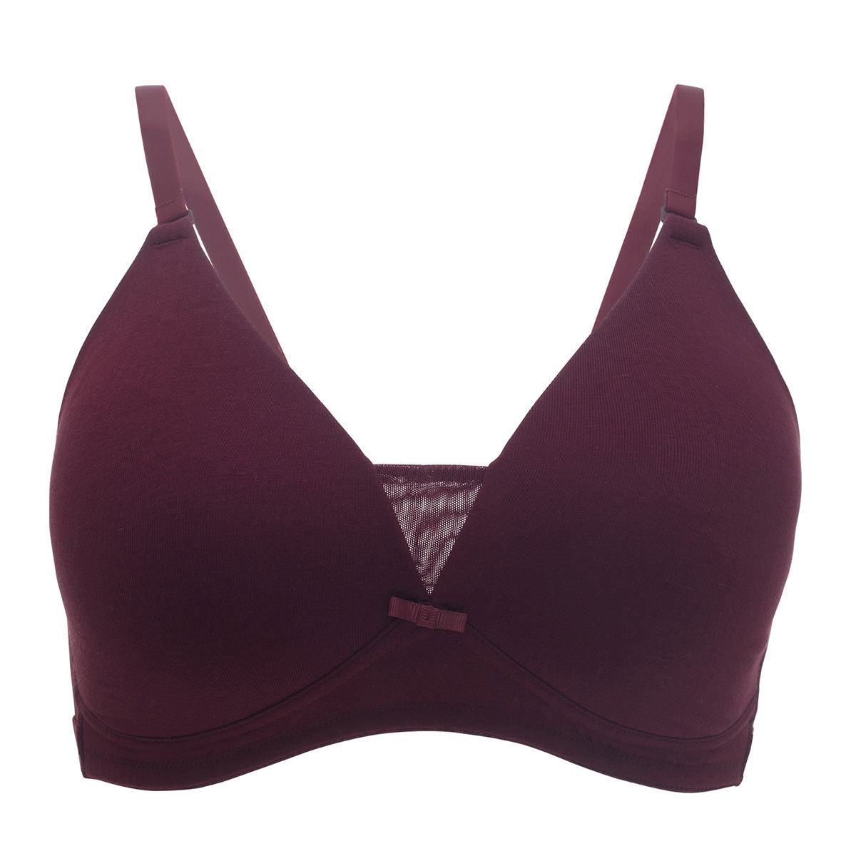 Breathe Cotton Padded wireless Triangle T-shirt bra 3/4th coverage-NYB003-Maroon