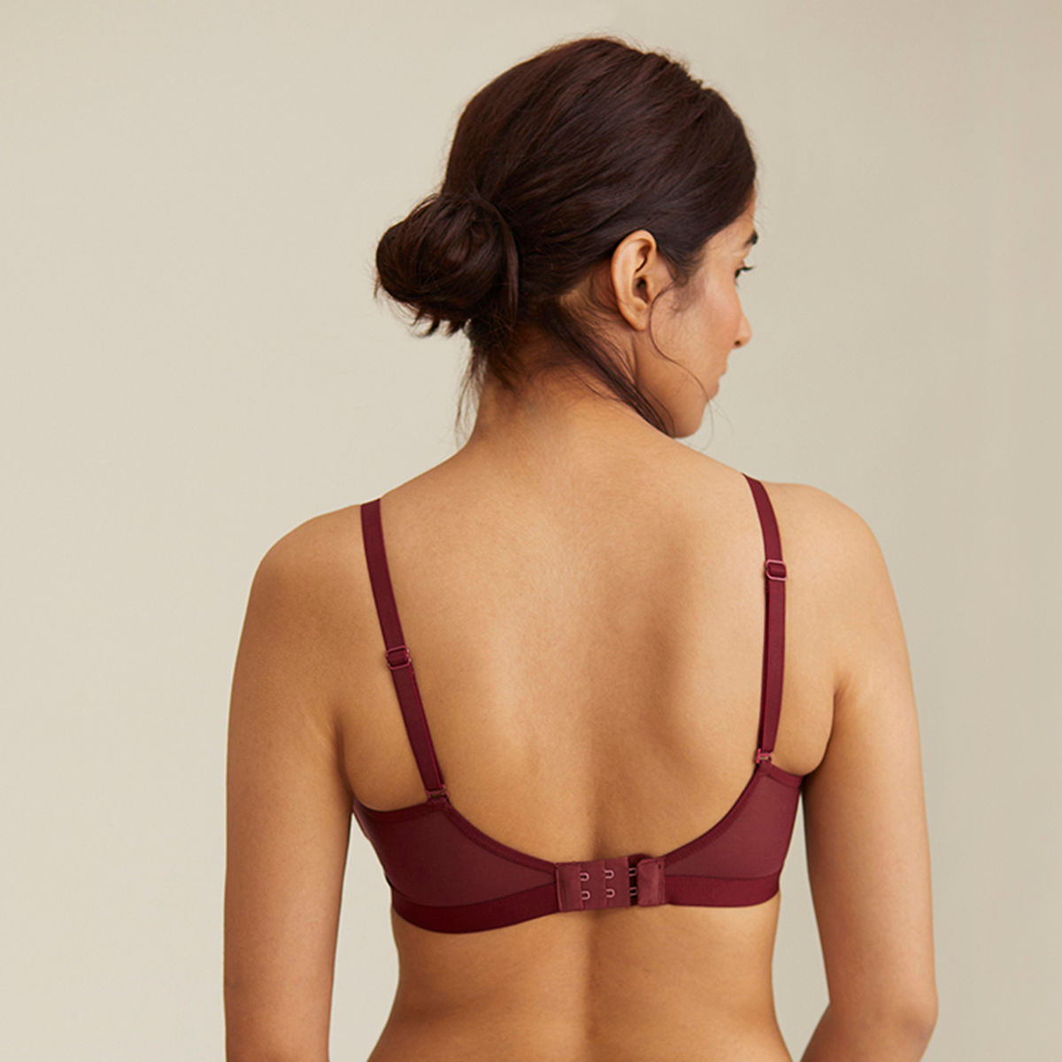 Breathe Cotton Padded wireless Triangle T-shirt bra 3/4th coverage-NYB003-Maroon